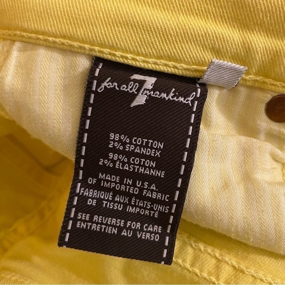 7 For All Mankind Cropped Skinny Jeans Light Yellow 24 - Picture 5 of 6